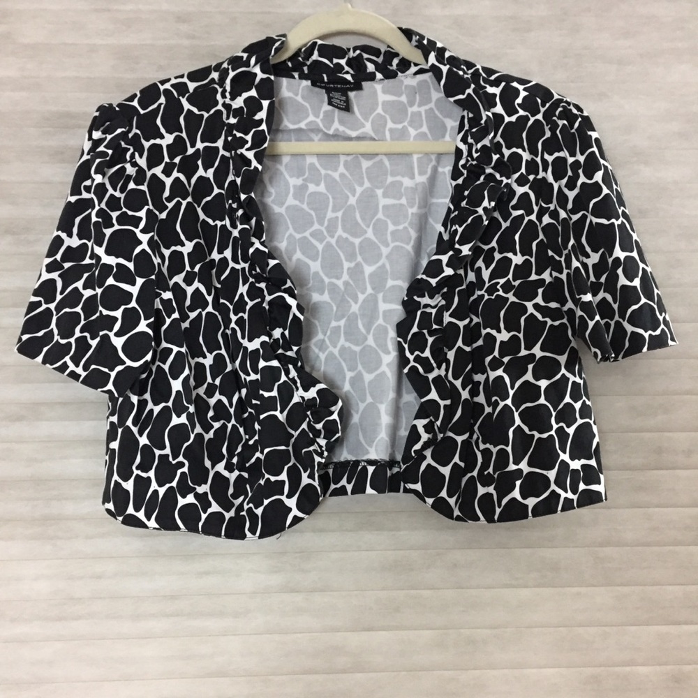 Cropped dress shrug/jacket with ruffle detailing